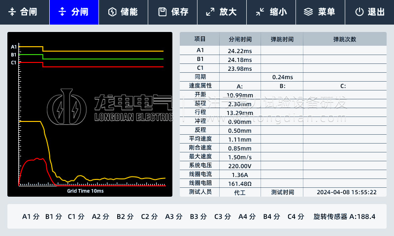 LDGKC-HA高壓開(kāi)關(guān)特性測(cè)試儀-測(cè)試界面
